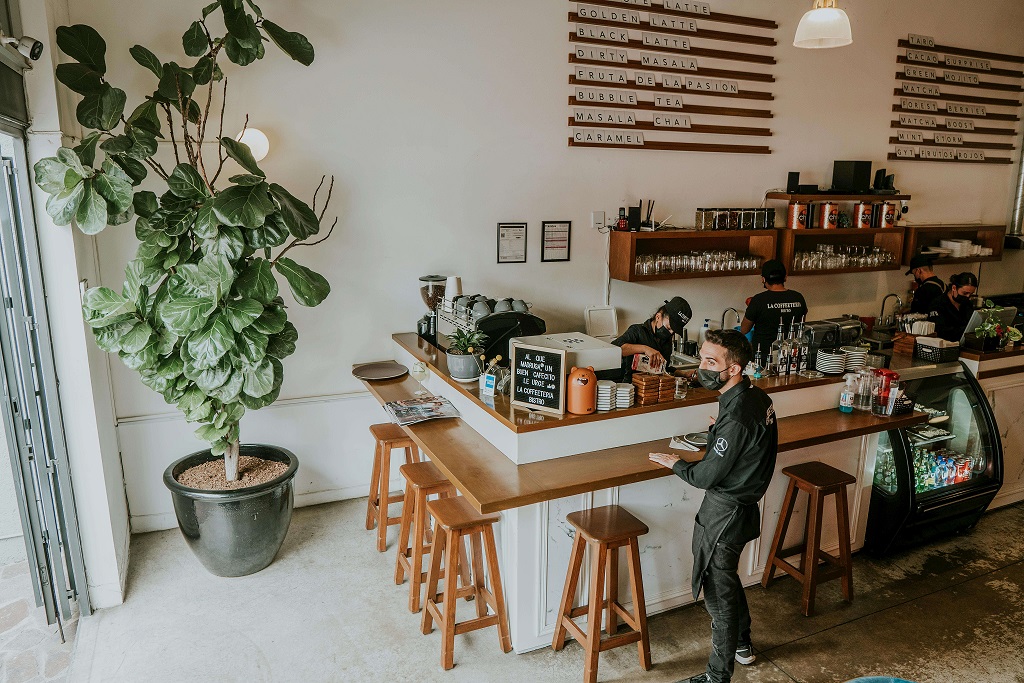 minimalist cafe seating
